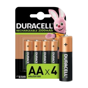 Duracell 2500mAh Rechargeable AA Batteries 4 Pack, Box of 10