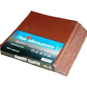 Fox Abrasive Emery Cloth Sheets 230mm x 280mm Fine, 50 Pack