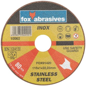 Fox Abrasive Stainless Steel Cutting Disc 1.0mm x 115mm