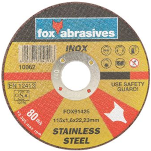 Fox Abrasive Stainless Steel Cutting Disc 1.6mm x 115mm