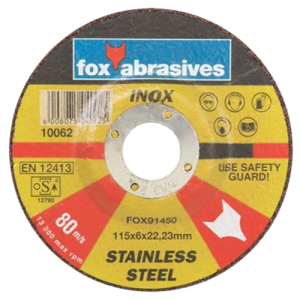 Fox Abrasive Stainless Steel Grinding Disc 6mm x 115mm