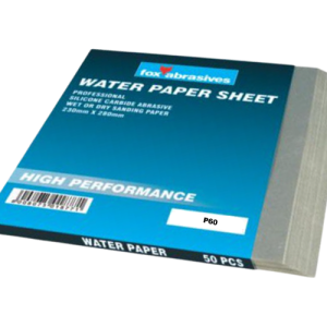 Fox Abrasive Water Sandpaper Sheet Professional 230mm x 280mm - 60 Grit, 50 Pack