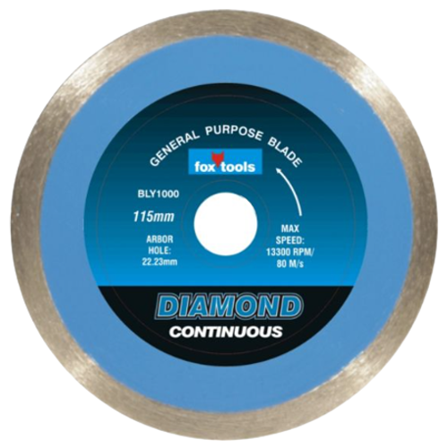 Fox Diamond Continuous Tile Cutting Disc 2.0mm x 115mm - Wet Cutting Only