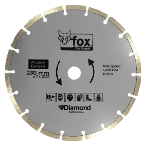 Fox Diamond Segment Concrete Cutting Disc 2.6mm x 230mm - Professional