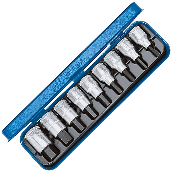 Gedore Hex Socket Bit Set 1/2" Drive #PM-9, 9 Piece 615625