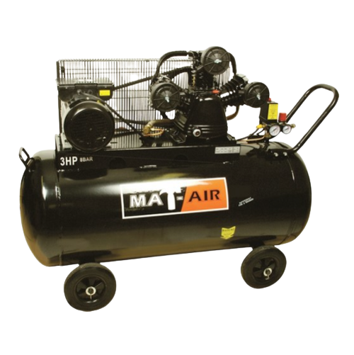 Matair 100 Litre Belt Drive Air Compressor – Single Stage- Black