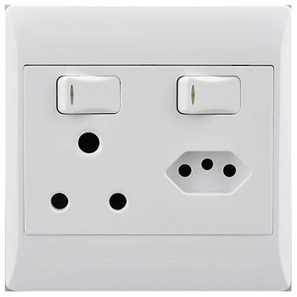 Electricmate White Single Socket 16A + Euro, 4 x 4