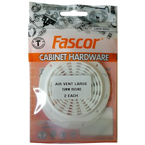 Fascor Large Round Cabinet Air Vent 75mm, Pack of 2