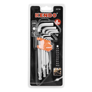 Kendo Ball Point Allen Key Set 9 Piece, Hex Long Arm