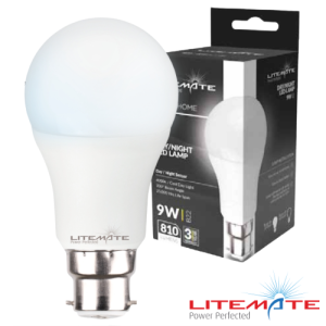 Litemate Day and Night Sensor Led Light Bulb - A60 E22, 9 Watt