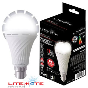 Litemate Rechargeable Bayonet Led Light Bulb - A60 E22, 7 Watt