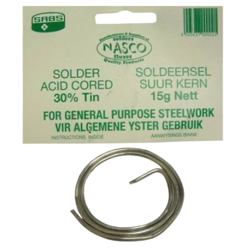 Nasco Acid Core Solder 2.5mm, 15g 30S