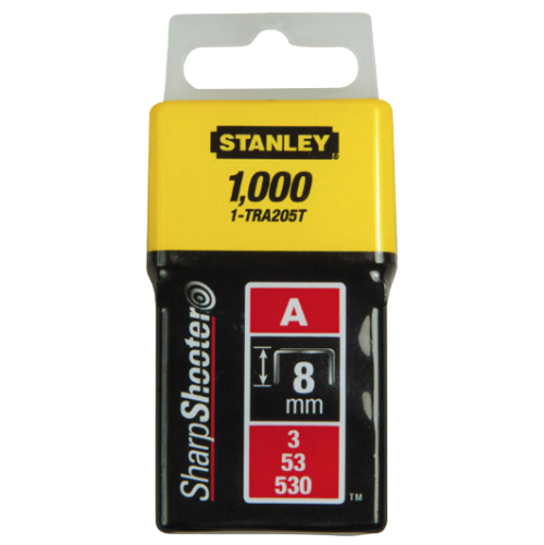 Stanley Light Duty 8mm Staples 1-TRA205T, Type A, 3, 53, 530