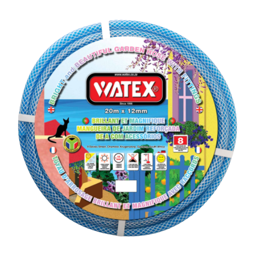 Watex Bright Blue Garden Hose (1/2 inch) 12mm x 20m with Fittings (8 Year)