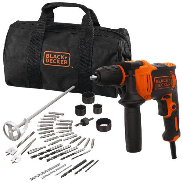 Black and Decker 13mm Hammer Drill 710W + 40 Piece Kit, BEH710SA40-QS