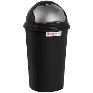 Contour Round Refuse Bin Sliding Lid 25 Litre, Black