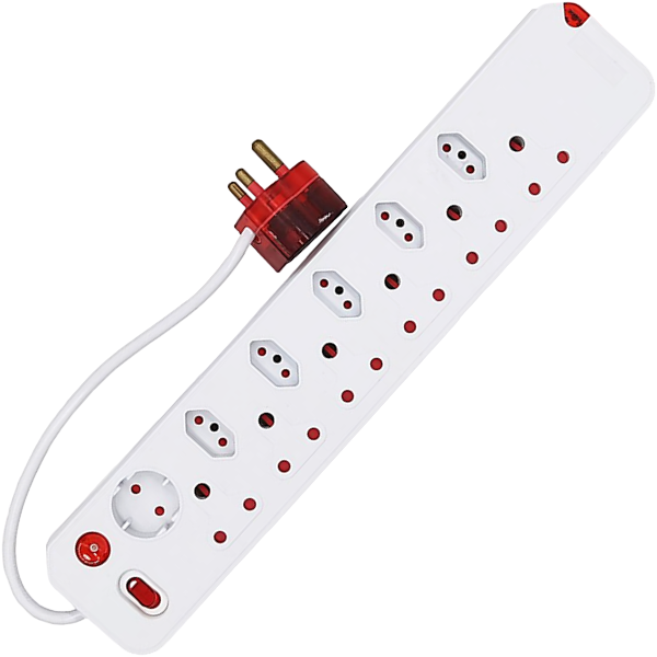 Electricmate 12 Way Multiplug with Surge Plug and Single Switch, White