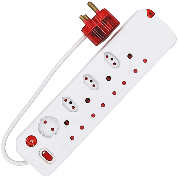 Electricmate 8 Way Multiplug with Surge Plug and Single Switch, White