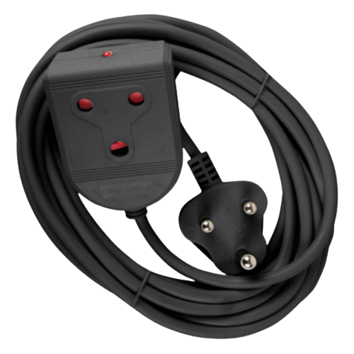 Electricmate Black Extension Lead 5 Metre, 10 Amp with 1.0mm Cord