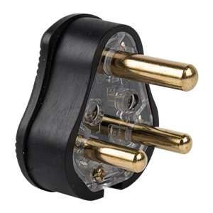 Electricmate Black Heavy Duty Rubber Plug Top with Solid Brass Pins 16 Amp