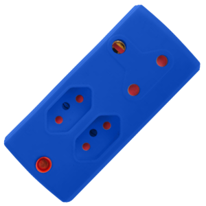 Electricmate Blue 3 Way Adaptor, 1 x 16A + 2 x 5A