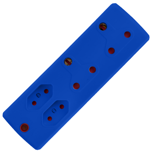 Electricmate Blue 4 Way Adaptor, 2 x 16A + 2 x 5A