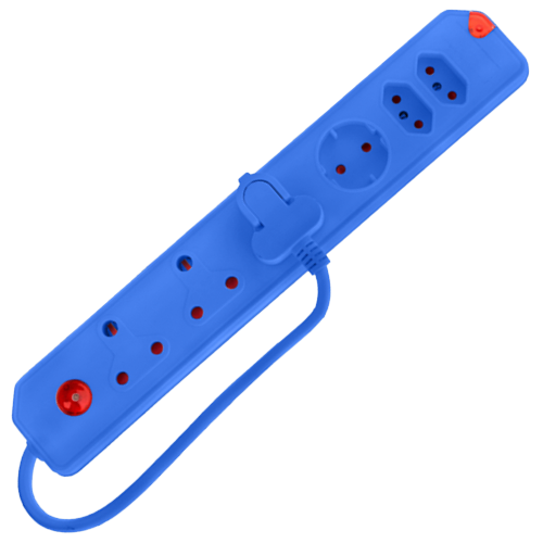 Electricmate Blue 6 Way Multiplug with Overload