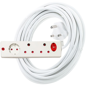 Electricmate Multiplug 2 x 16A, 1 x Schuko 10A + 3 Metre Cord with Surge Protection