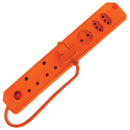 Electricmate Orange 6 Way Multiplug with Overload