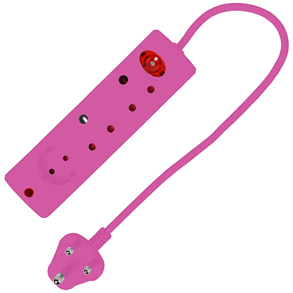 Electricmate Pink 3-Way Multiplug with Overload Protection