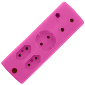 Electricmate Pink 4 Way Adaptor, 1 x 16A + 2 x 5A + Schuko