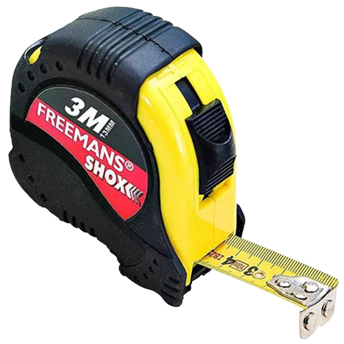 Freemans Rubber Case Tape Measure 3m x 13mm, Shox