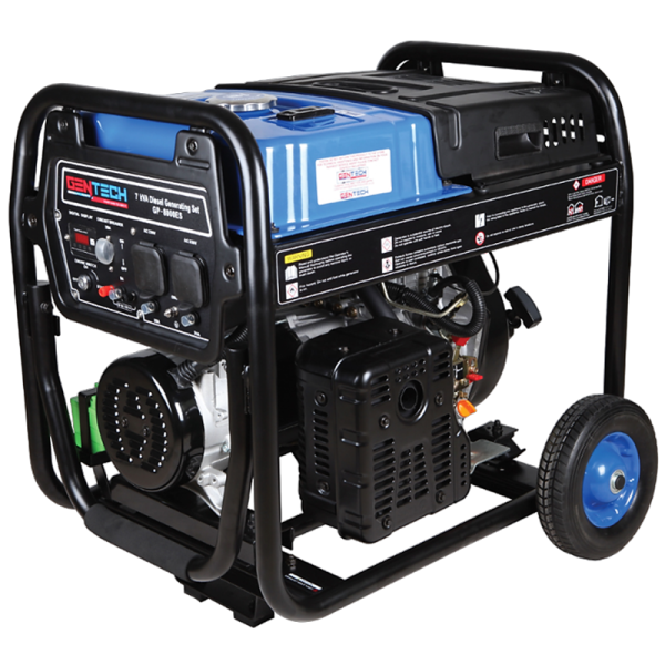 Gentech 7kVA 4 Stroke Electric Push Start Diesel Portable Generator GP8000ES