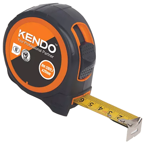 Kendo Soft Grip Tape Measure 25mm x 8m, Metric and Inch 35013