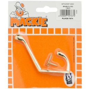 Mackie Brass Plated Mazak Hat and Coat Hook, 150mm