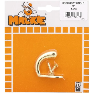 Mackie Brass Plated Single Mazak Coat Hook, 50mm