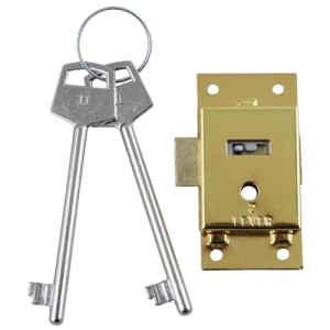 Mackie Brass Plated Steel Cupboard Lock Set 50mm, 2 Lever