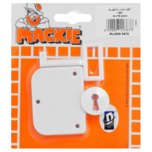 Mackie White Plastic Cupboard Lock Set 20mm