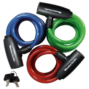 Master Lock Bicycle Cable Lock with Key Open 8mm x 1.2m, 3 Pack 300019