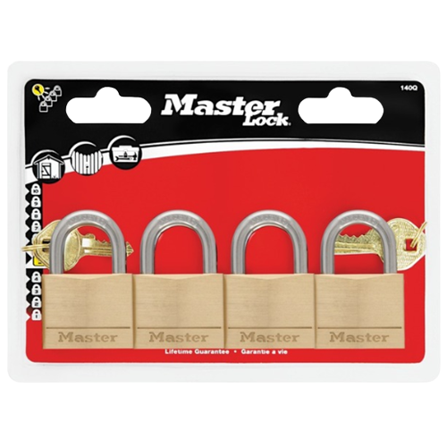 Master Lock Brass Padlock Keyed Alike 40mm 207768, Pack of 4