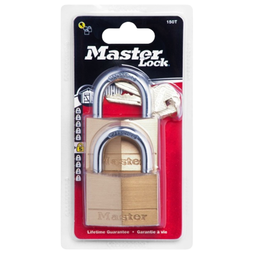 Master Lock Brass Padlock Keyed Alike 50mm 400052, Pack of 2