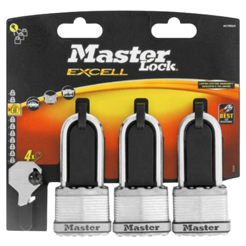 Master Lock Laminated Cover Octagonal Keyed Alike Padlocks 45mm, 3 Pack