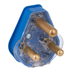 Mts Blue Plastic Plug Top with Brass Pins 16 Amp