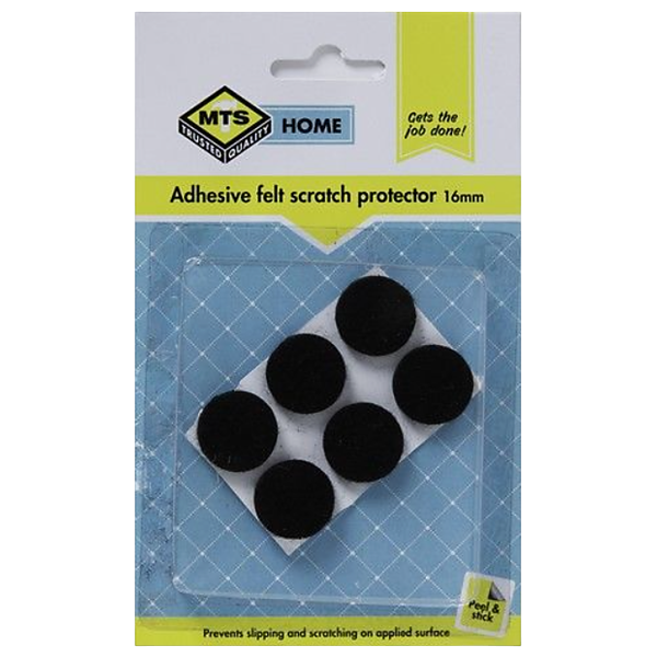 Mts Home Adhesive Felt Scratch Protector 16mm, 6 Piece