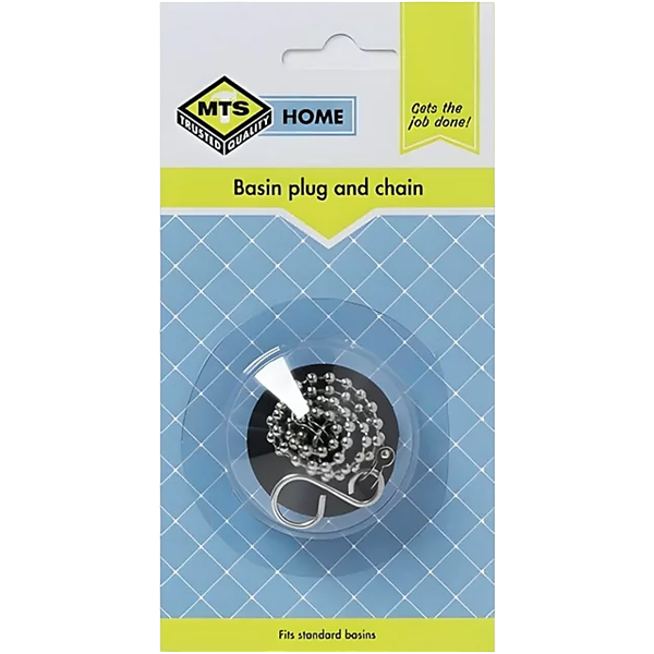 Mts Home Black PVC Basin Plug and Chain, 1 Piece