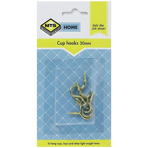 Mts Home Brass Cup Hooks 20mm, 6 Piece