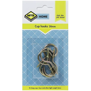 Mts Home Brass Cup Hooks 38mm, 6 Piece