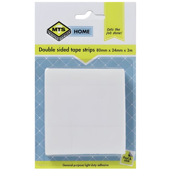 Mts Home Double Sided Mirror Tape 24mm x 3mm x 80mm, 6 Piece