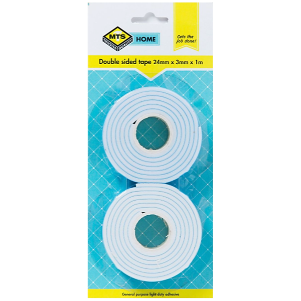 Mts Home Double Sided Tape 24mm x 3mm x 1m, 2 Piece