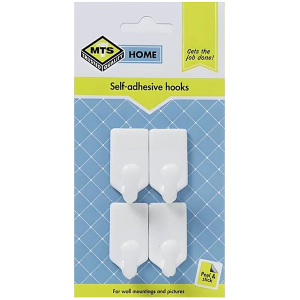 Mts Home Self Adhesive Multi Purpose Hooks, 4 Piece